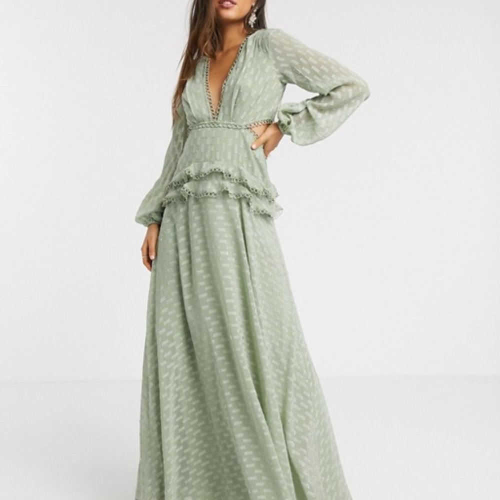 Asos Design jacquard tiered maxi dress